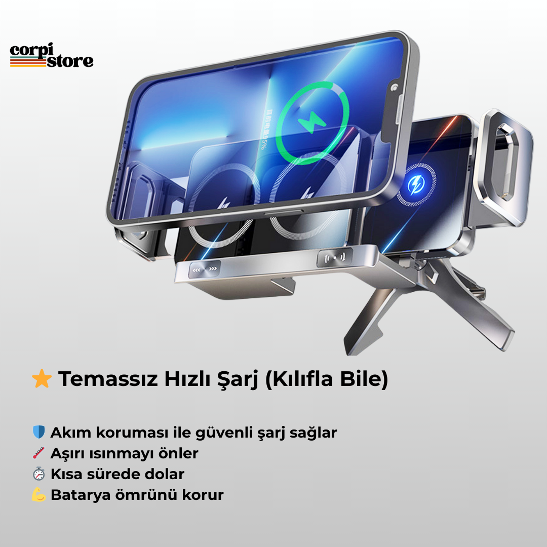 Türkiye’de İlk! Kablosuz Hızlı Şarj Özellikli Akıllı Araç İçi Telefon Tutucu