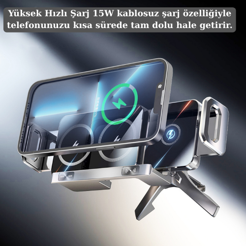 Türkiye’de İlk! 15W Kablosuz Hızlı Şarjlı Araç İçi Otomatik Telefon Tutucu